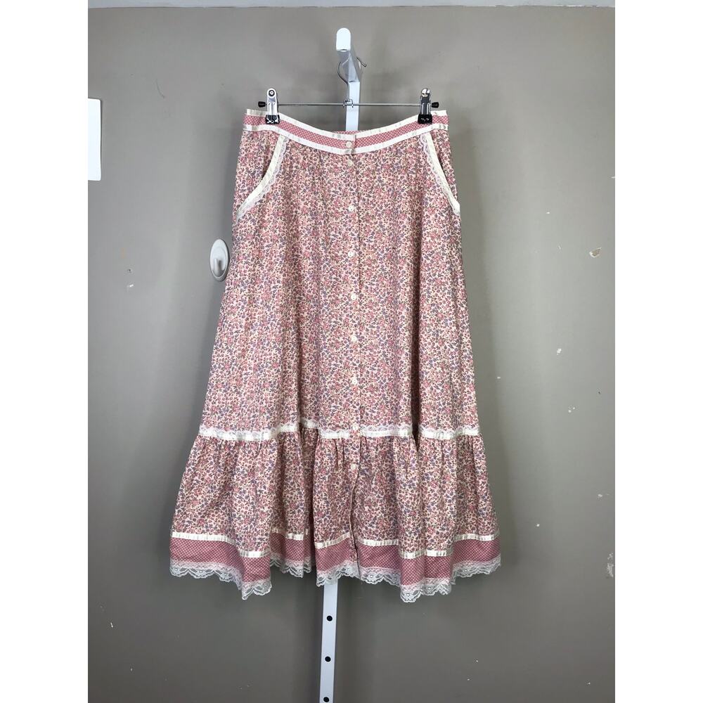 Vintage Gunne sax floral button midi skirt